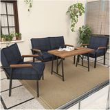 Hayal Serisi Balkon, Bahçe, Cafe - Metal Kanepe Koltuk Takımı - 2+1+1 70 x 110 cm Masalı - Lacivert