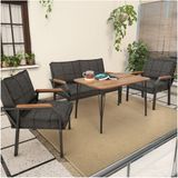 Hayal Serisi Balkon, Bahçe, Cafe - Metal Kanepe Koltuk Takımı - 2+1+1 90 x 60 cm Masalı - Antrasit