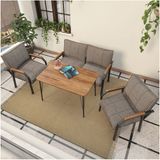 Hayal Serisi Balkon, Bahçe, Cafe - Metal Kanepe Koltuk Takımı - 2+1+1 90 x 60 cm Masalı - Cappucino