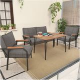 Hayal Serisi Balkon, Bahçe, Cafe - Metal Kanepe Koltuk Takımı - 2+1+1 90 x 60 cm Masalı - Koyu Gri