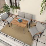 Hayal Serisi Balkon, Bahçe, Cafe - Metal Kanepe Koltuk Takımı - 2+1+1 90X60cm Masalı - Açık Gri