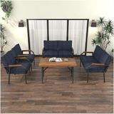 Hayal Serisi Modern Balkon, Bahçe, Cafe - Metal Kanepe Koltuk Takımı 2+2+1+1 -70 x 110 Masalı - Lacivert