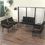 Hayal Serisi Modern Balkon, Bahçe, Cafe - Metal Kanepe Koltuk Takımı 2+2+1+1 - Antrasit