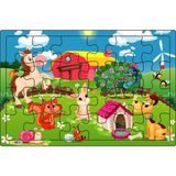 Hayal Sevimli Dostlar 3-9 Yaş Çocuklar Için 24 Parçalı Ahşap Puzzle Yapboz