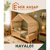HAYAL01 Masif Bebek ve Çocuk Karyolası - Açık Kahverengi - 80 x 160 cm