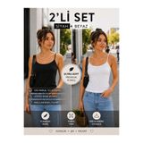 Hayalet 2'li Paket Ultra Soft Kadın İp Askılı Basic T-Shirt – Regular Premium Bluz (Göğüs Astarlı)