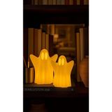 Hayalet Figürlü Dekoratif Obje, 2'li Set, Beyaz, Plastik, 11x7 cm, Modern, Pilli Mum ile Kullanım, Halloween Aksesuarı, Ev Dekorasyonu