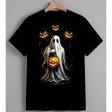 Hayalet Kabak Halloween Sanat Syh Unisex Erkek Kadın Oversize Tişört Siyah - M