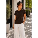 Hayalet Kadın Bisiklet Yaka Kısa Kollu T-Shirt Ultra Soft Basic Bluz - Kahverengi