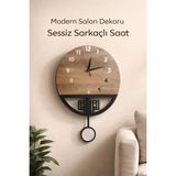 Hayalevim Ahşap Premium Sessiz Sarkaçlı Duvar Saati, Modern Salon Dekor, Duvar Saati Montajlı Gönderim Ahşap Saat - 40 cm