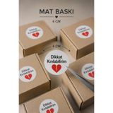 Hayali Çizgili Dikkat Kırılabilirim Yuvarlak Sticker 4 cm Mat Baskı A4'te 24 Adet