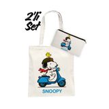 Hayali Şeyler Motorcu Snoopy Çanta ve Kalemlik 2'li Set
