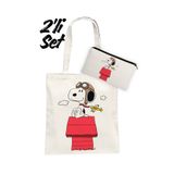 Hayali Şeyler Pilot Snoopy Çanta ve Kalemlik 2'li Set