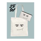 Hayali Şeyler Roblox Man Face Bez Çanta ve Kalemlik Set