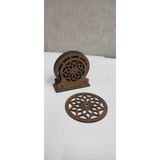 Hayalim Hediyelik Ahşap Bardak Altlık Mandala Desenli 6lı - Ahşap Rengi
