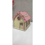 Hayalim Hediyelik Hayalim Ahşap Pembe Ev Kumbara Büyük Dekoratif Tasarım 3mm MDF Malzeme ile Üretildi - Ahşap - Pembe