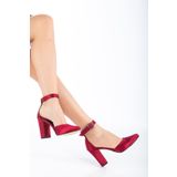 Hayalimdeki Ayakkabı Lole Topuklu Bordo Saten Detaylı Topuklu Ayakkabı