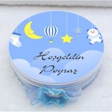 Hayaller Dükkanı Ay Yıldzı Baskılı Metal Kutuda Bebek Çikolatası Uv Baskılı Madlen Çikolata