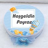 Hayaller Dükkanı Balon Baskılı Metal Kutuda Bebek Çikolatası Uv Baskılı Madlen Çikolata
