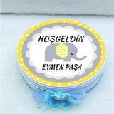 Hayaller Dükkanı Bebek Çikolatası Sarı Giri Fil Temalı Uv Baskılı Madlen Çikolata