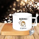 Hayaller Dükkanı Eczacı Baskılı Fincan Altılık ve Kaşık Kişiye Özel Set
