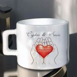 Hayaller Dükkanı Sevgililer Günü Motto Fincan Baskılı Kişiye Özel Avuc Dolusu Kalp Latte Fincanı