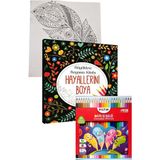 Hayallerini Boya Büyüklere Boyama Kitabı Fatih 24 Renk Kuru Boya 1 Adet Ema Boyama Kitabı Büyükler Için Mandala Yaratıcı Boyama - Standart