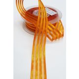 Hayalperest Boncuk 2.5 cm Turuncu Saten Çizgili Şifon Kurdele