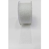 Hayalperest Boncuk 4 cm Beyaz Simli Organze Kurdele