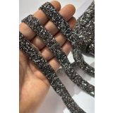 Hayalperest boncuk Antrasit Gri Ütüyle Yapışan Şerit Taş Boncuk1,5 Cm