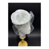 Hayalperest boncuk Beyaz Gelin Fascinator Şapka Kristal İşlemeli Duvaklı Nikah Saç Aksesuarı