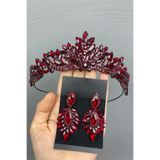 Hayalperest boncuk Bordo Berlin Model Gelin Kına Tac ve Küpe