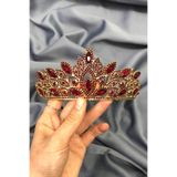 Hayalperest boncuk Bordo Krıstalli Gold Zemınlı Kına Ve Gelın Tacı
