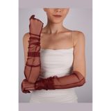 Hayalperest boncuk Bordo Uzun Şık Gelin Eldiveni Tül Eldiven Nikah/düğün Eldiveni