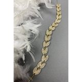 Hayalperest boncuk Gold Rengi Bella Yaprak Desen Saç Aksesuarı