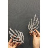 Hayalperest boncuk Gümüş Taraklı Çift Gelin Saç Tokası