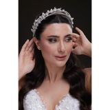 Hayalperest boncuk Işıltılı Kristal ve Taş İşlemeli Gelin Tacı - Royal Zarafet
