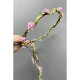 Hayalperest Boncuk Kagıt Güllü Yapraklı Nedime Tacı ve Hediyelik Çocuk Tacı - Pembe