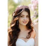 Hayalperest boncuk Kristal Taşlı Gelin Kına Tacı Kadınlara Özel Gelin Düğün Tacı Pembe