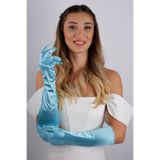 Hayalperest boncuk Premium Saten Uzun Abiye Eldiven Opera Boy Nişan Düğün Balo Gece Elbisesi Şık Aksesuar