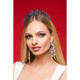 Hayalperest boncuk Rio Model Gelin Kına Tacı Prenses Tacı Düğüne Kristal Taşlı Taç Lacivert