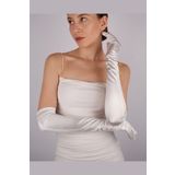 Hayalperest boncuk Saten Likrali Uzun Gelin Eldiveni 55 Cm Dans&Opera Eldiveni