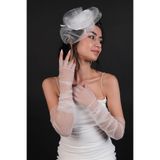 Hayalperest boncuk Uzun Beyaz Gelin Eldiveni Ve Nikah Kepi Set