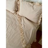 Hayalperest Pamuk Çift Kişilik Nevresim Takımı Dört Kenarı Fisto Fırfırlı - Bej - 200 x 220 cm