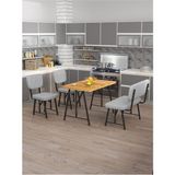 Hayat 70 x 110 Atlantik Mutfak Masası, Mutfak Masası Takımı, Yemek Masası, 2 Sandalye 1 Bench - Açık Gri