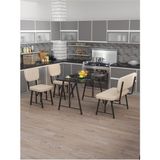 Hayat 70 x 110 Bendir Mutfak Masası, Mutfak Masası Takımı, Yemek Masası, 2 Sandalye 1 Bench - Krem