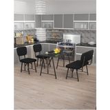 Hayat 70 x 110 Bendir Mutfak Masası, Mutfak Masası Takımı, Yemek Masası, 2 Sandalye 1 Bench - Siyah