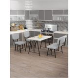 Hayat 70 x 110 Beyaz Mutfak Masası, Mutfak Masası Takımı, Yemek Masası, 2 Sandalye 1 Bench - Açık Gri