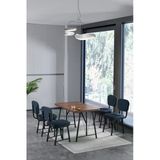 Hayat 70 X 110 Cm Sabit Amalfi Mutfak Masası, Mutfak Masası Takımı, Yemek Masası, 4 Lacivert Sandalye