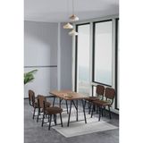 Hayat 70 x 110 cm Sabit Atlantik Mutfak Masası, Mutfak Masası Takımı, Yemek Masası, 4 Kahve Sandalye - Kahverengi